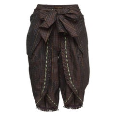 Louis Vuitton Multicolor Checkered Silk Blend Tie Detail Pants M