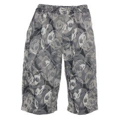 Alexander McQueen - Pantaloncini sintetici grigi con stampa teschio L.