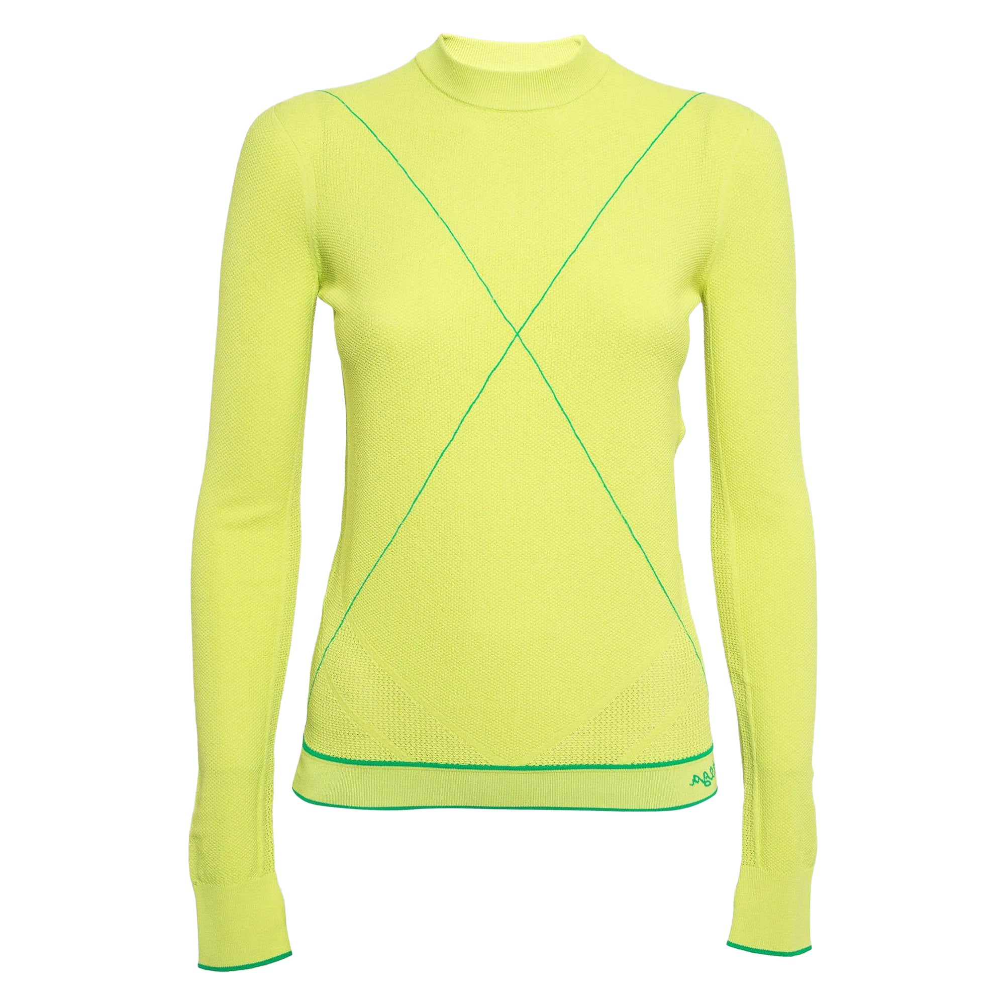 Bottega Veneta Fluorescent Green TechnoSkin Knit Sweatshirt S