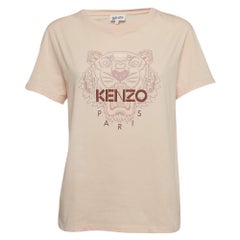 Kenzo Maglietta a mezza manica in cotone con stampa tigre arancione chiaro L
