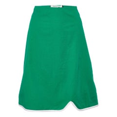Marni Green Cotton Contrast Trim Knee Length Skirt M