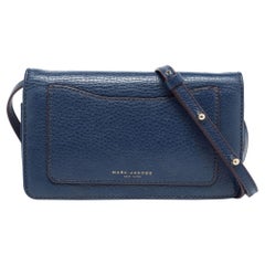 Marc Jacobs Navy Blue Leather Recruit Wallet on Strap