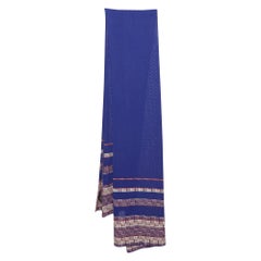 Chanel Blau Lila Baumwolle & Seide Strick Tweed-Detail Stola aus Baumwolle