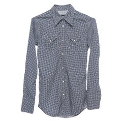 Dsquared2 Blue Print Cotton Button Front Full Sleeve Shirt XXS