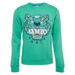 Kenzo Green Tiger Embroidered Cotton Crew Neck Sweatshirt M