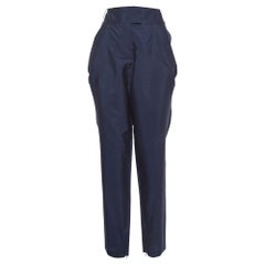 Giorgio Armani Pantalones de mezcla de seda azul marino L
