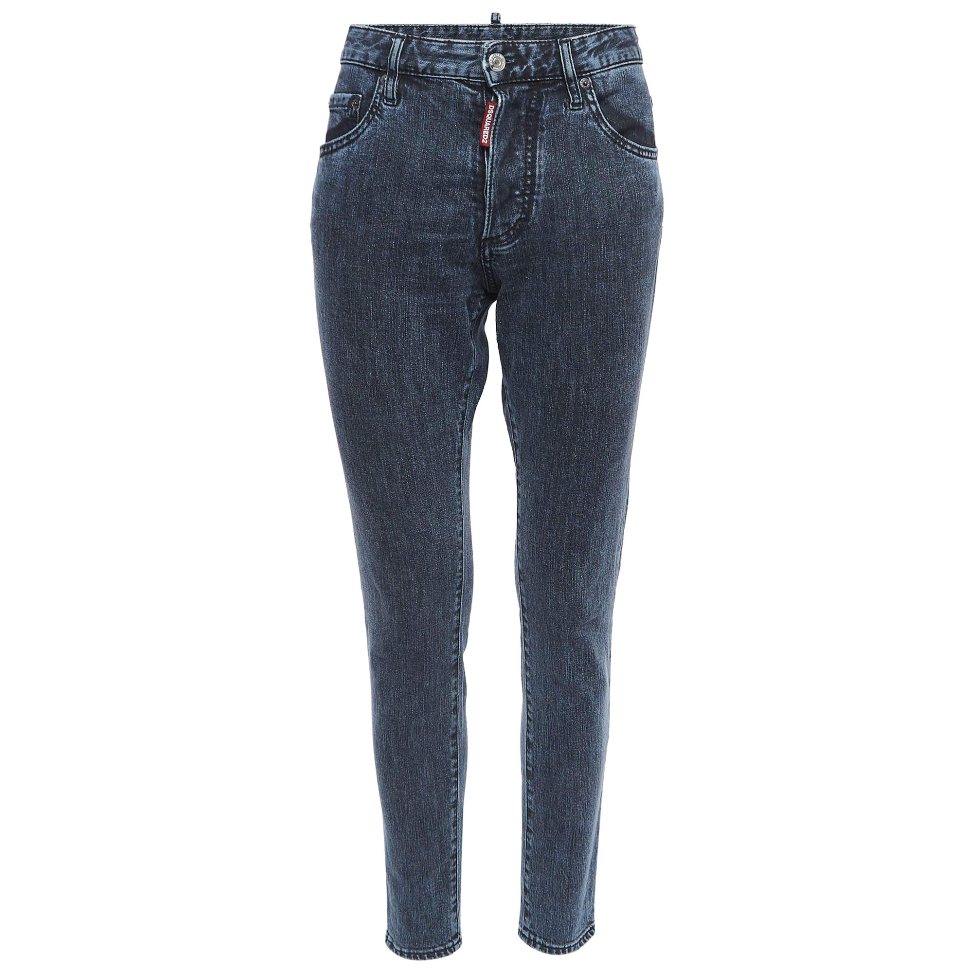 Dsquared2 Blue Washed Denim Buttoned Skinny Dan Jeans S For Sale