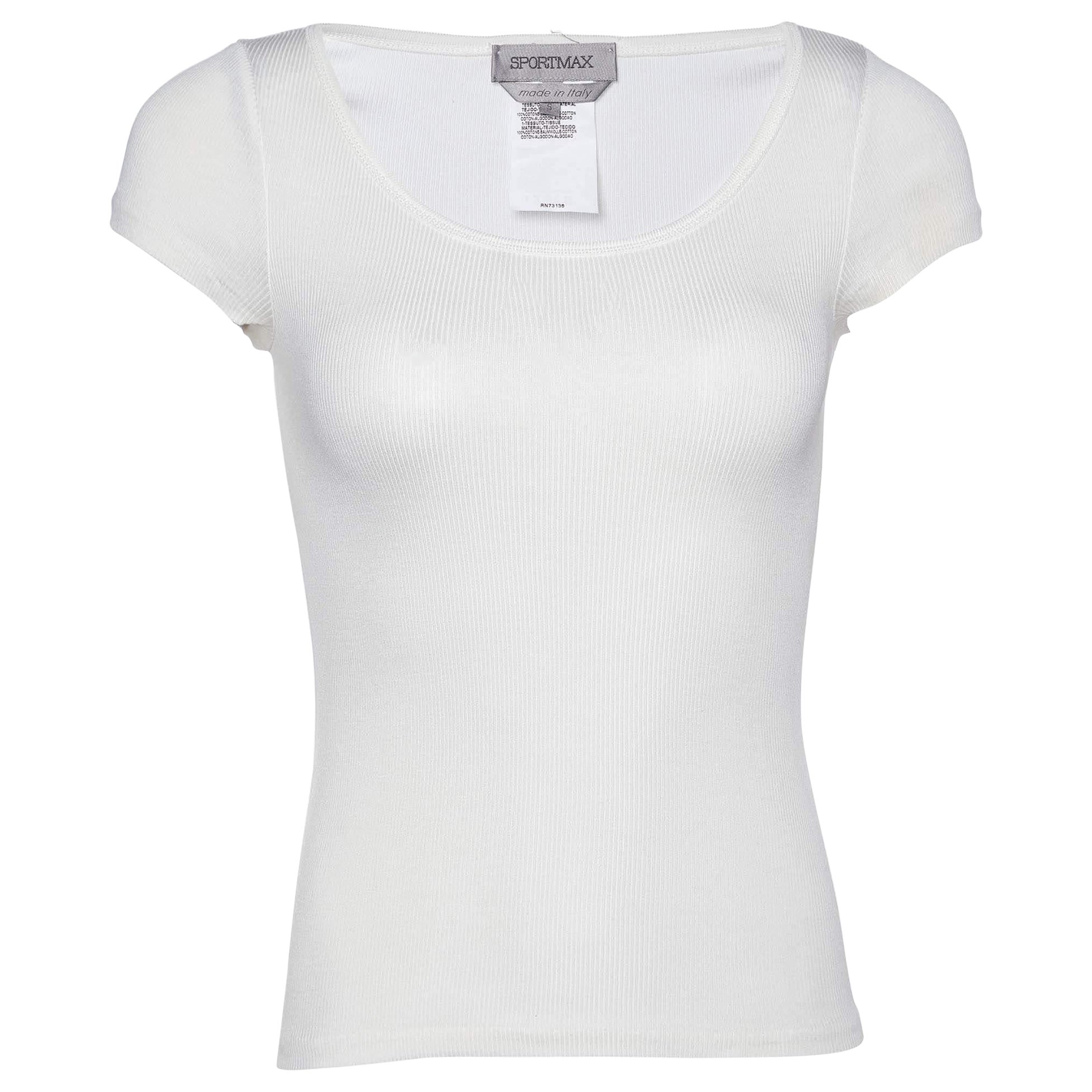 Sportmax Maglietta a manica corta in cotone off white S.S.