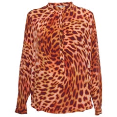 Stella McCartney Mehrfarbige Hemdbluse aus Seide mit Knopfleiste und mehrfarbigem Druck M