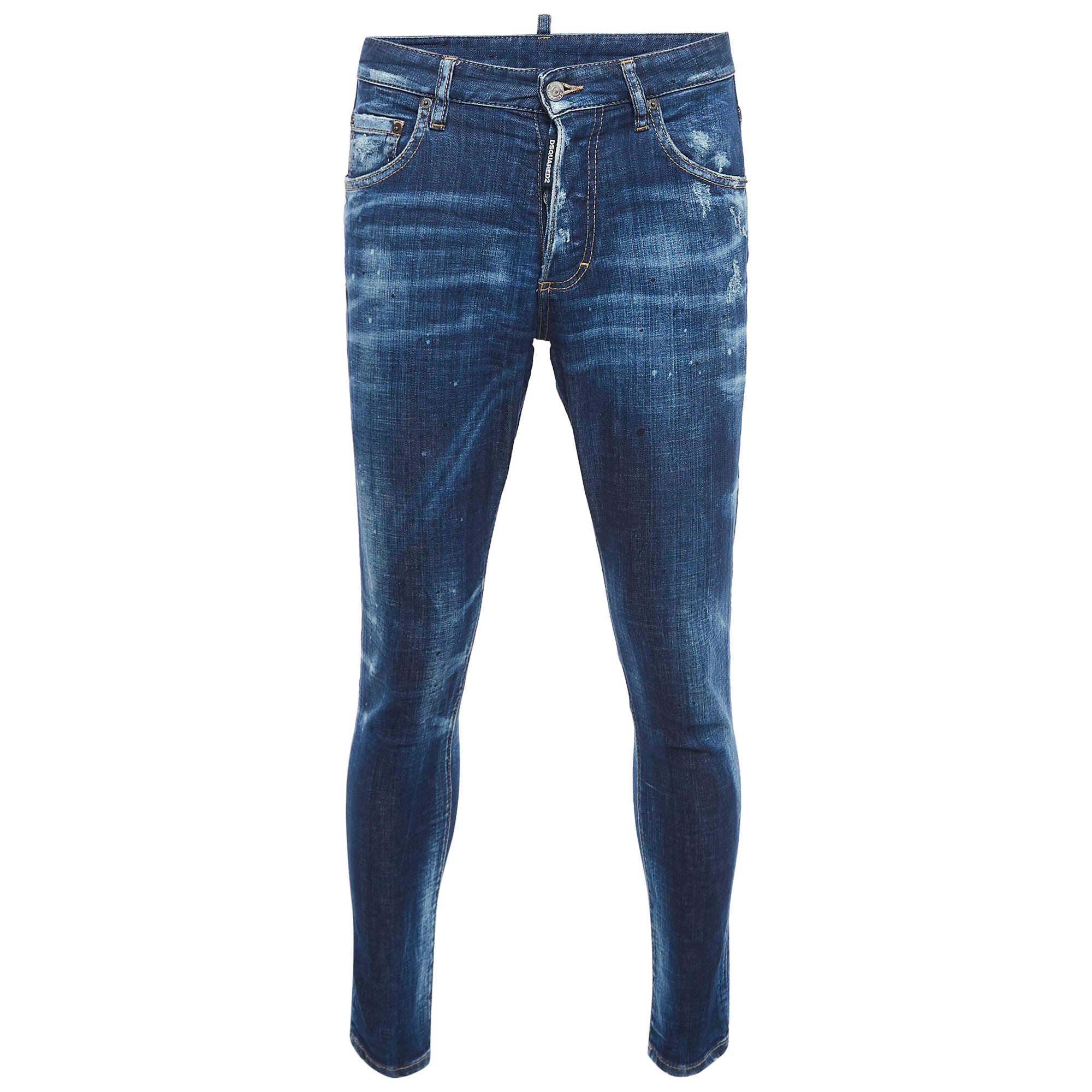 Dsqaured2 Denim Skinny Dan Blue Distressed S in vendita
