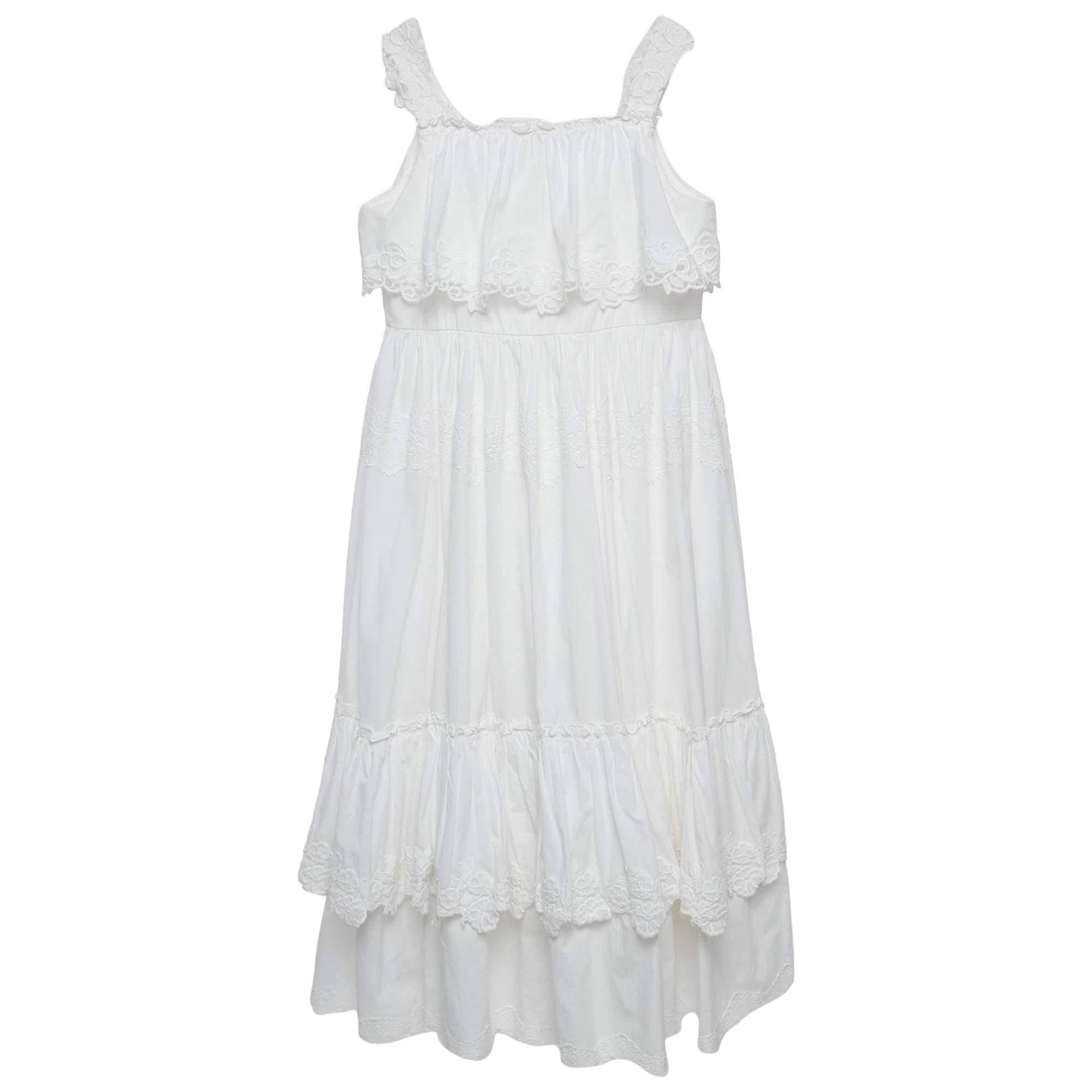 Dolce & Gabbana White Cotton Lace Trimmed Dress (11-12 Yrs)