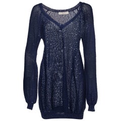 Stella McCartney Navy Blue Sequined Cotton Knit Jumper M