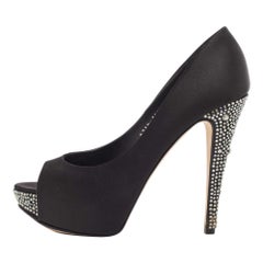 Gina Jenna escarpins à bout ouvert embellis de cristaux noirs, taille 39,5