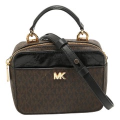 Michael Kors Brown/Black Signature Tasche aus beschichtetem Segeltuch und Leder mit Tragegriff