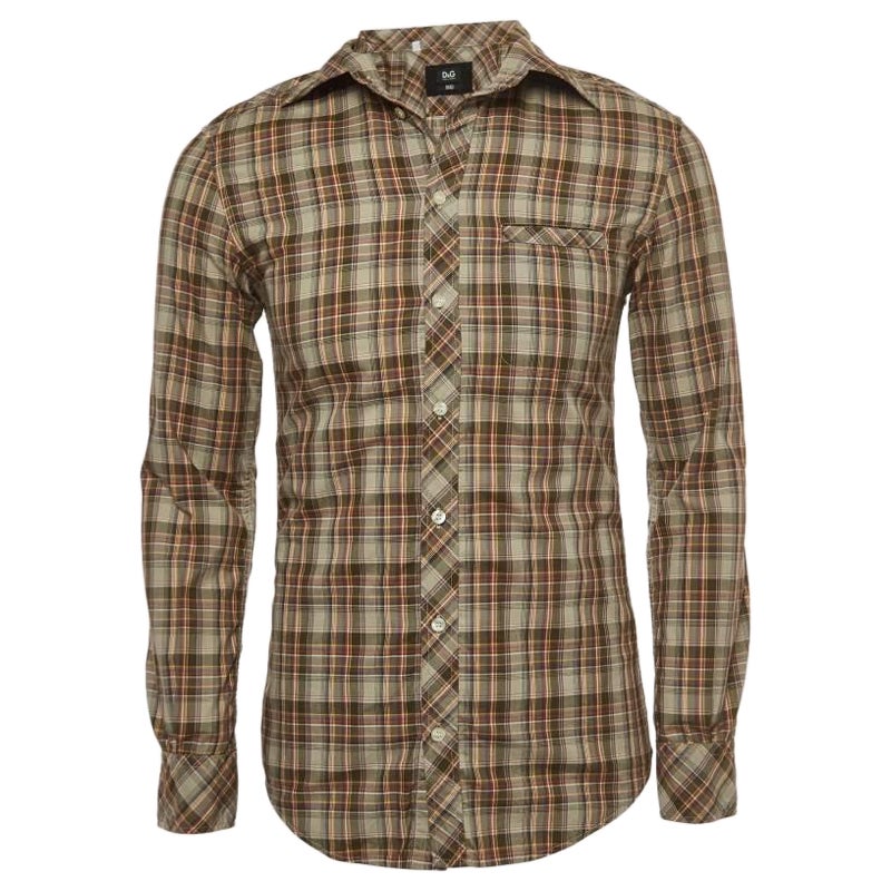 D&G Brad Multicolor Plaid Cotton Button Front Full Sleeve Shirt S