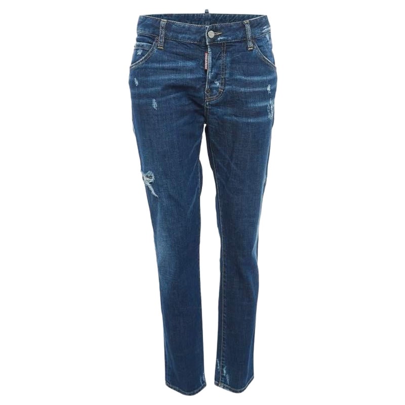 Dsquared2 Blue Distressed Denim Cool Girl Jean M For Sale