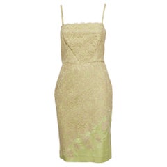 RED Valentino Beige & Green Lace Sleeveless Short Dress M