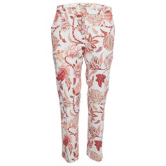 Etro - Pantalon boutonné en coton rouge à imprimé floral L