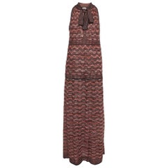 M Missoni Black/Red Patterned Lurex Knit Sleeveless Maxi Dress M