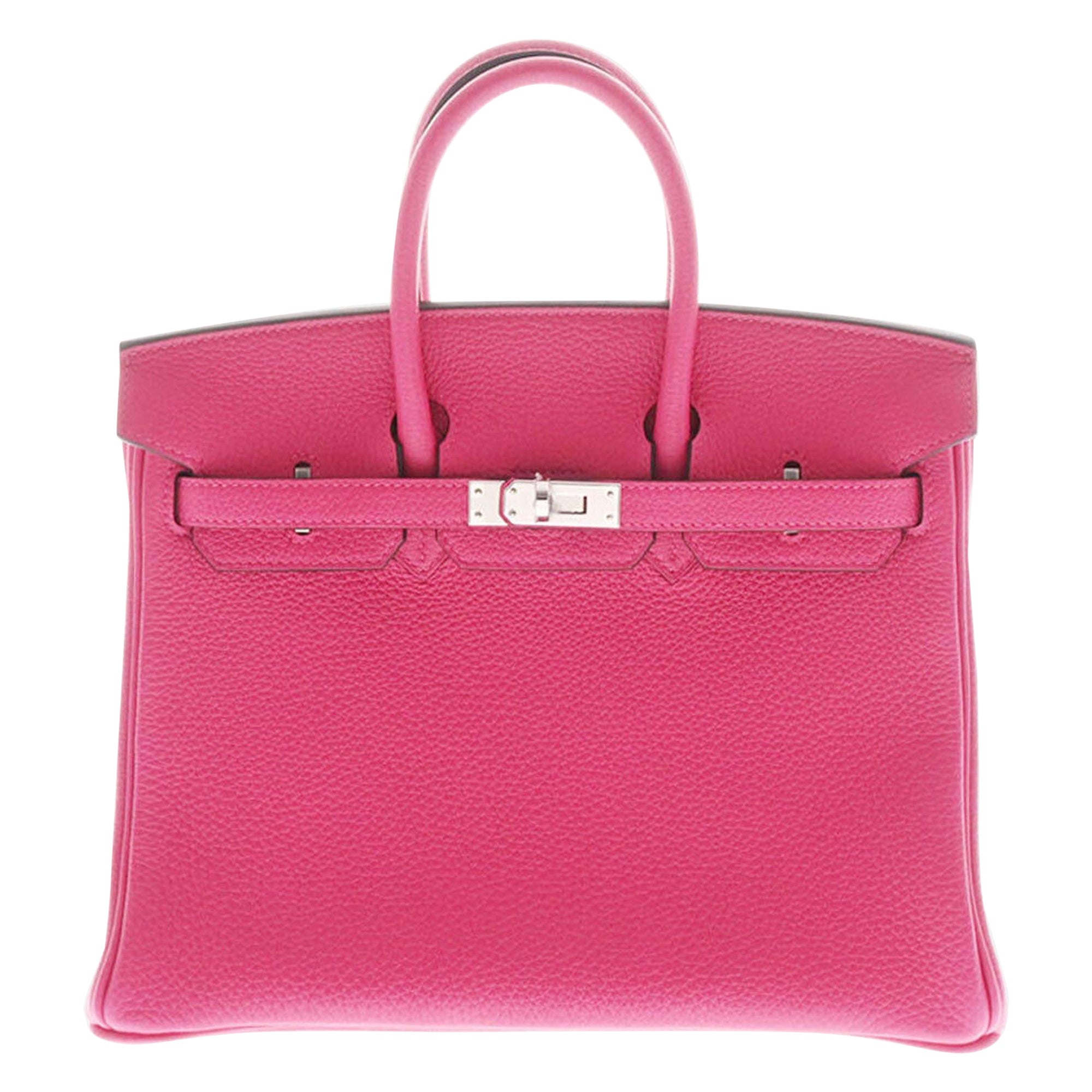 Hermes Pink Togo Leather Palladium Hardware Birkin 25 Bag For Sale