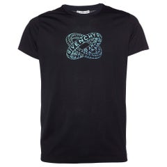 Givenchy Black Infinity Rings Logo Print Cotton Regular Fit T-Shirt XXS