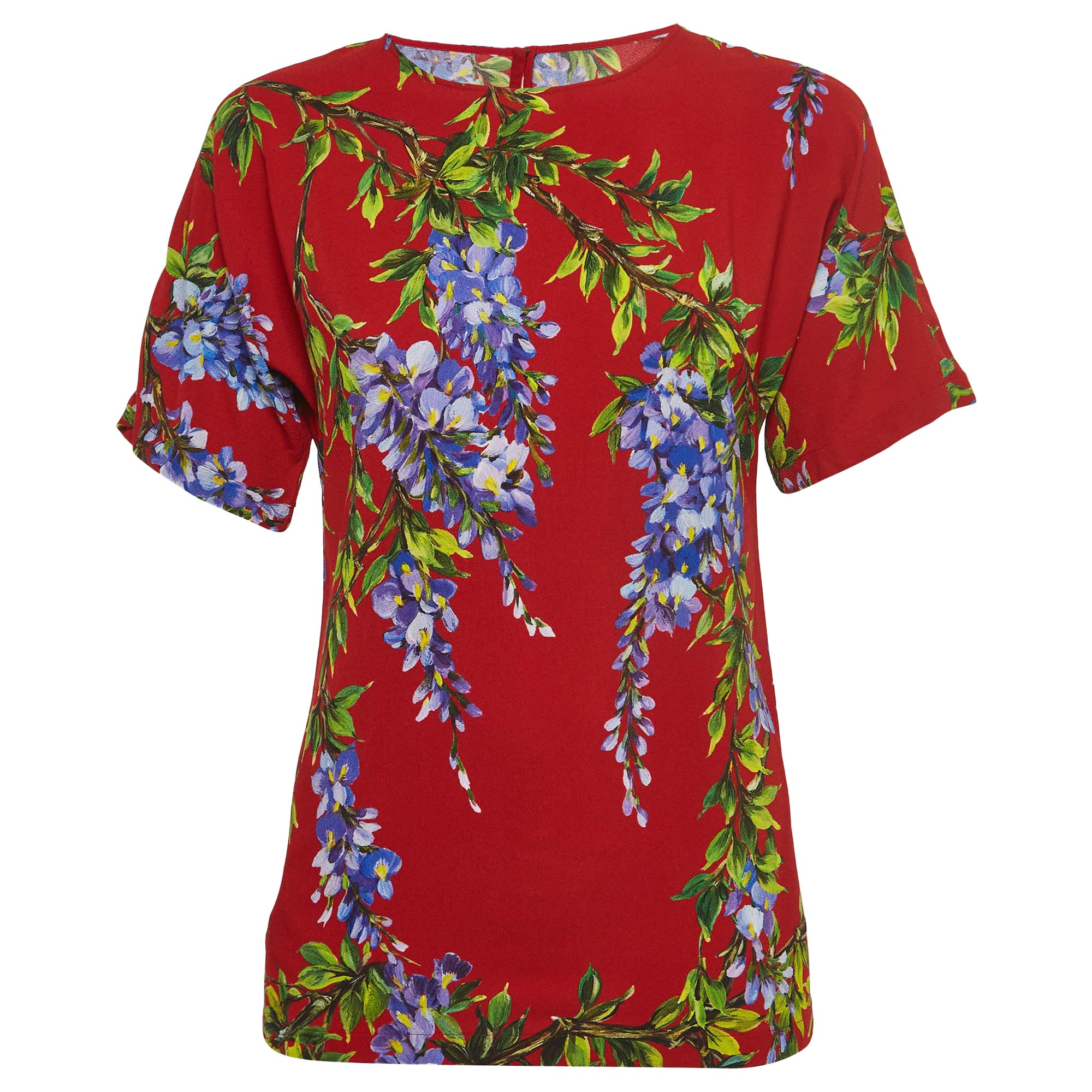 Dolce & Gabbana - Camicetta a maniche corte in crepe con stampa floreale S