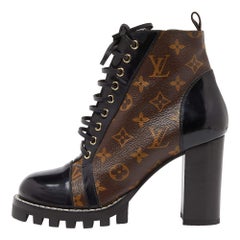Louis Vuitton Black Monogram Canvas Patent Leather Star Trail Ankle Boot Size 40
