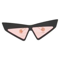 Gucci Schwarz/Rosa GG0430S Geometrische Sonnenbrille mit Kristallen verziert