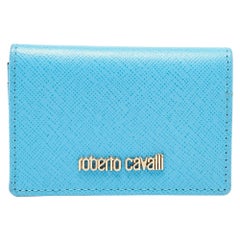 Porte-cartes Roberto Cavalli en cuir turquoise