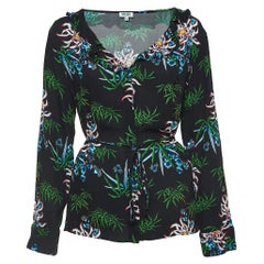 Kenzo - Top in crepe con stampa floreale nera M. I.