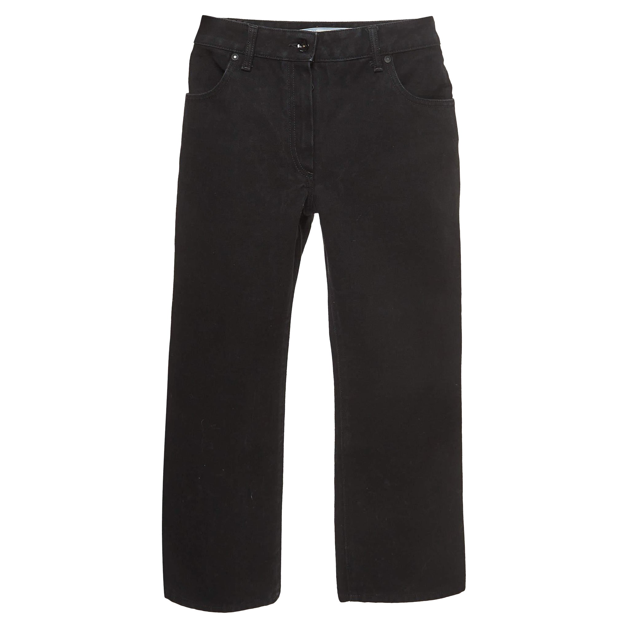 Off-White Black Diagonal Striped Denim High Waist Jeans S Waist 24" For Sale