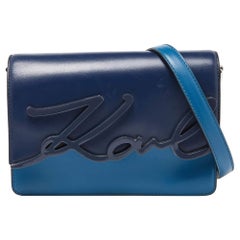 Karl Lagerfeld sac à bandoulière K/IKONIK en cuir bleu bicolore