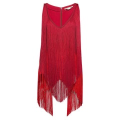 Stella McCartney Rosa ärmelloses Top aus Krepp mit Fransen und Fransen XS