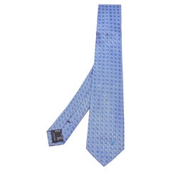 Versace Blue Square Patterned Silk Tie