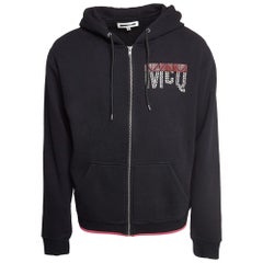 McQ by Alexander McQueen Logo Applique Cotton Blend Knit Zip Front Jacket XL