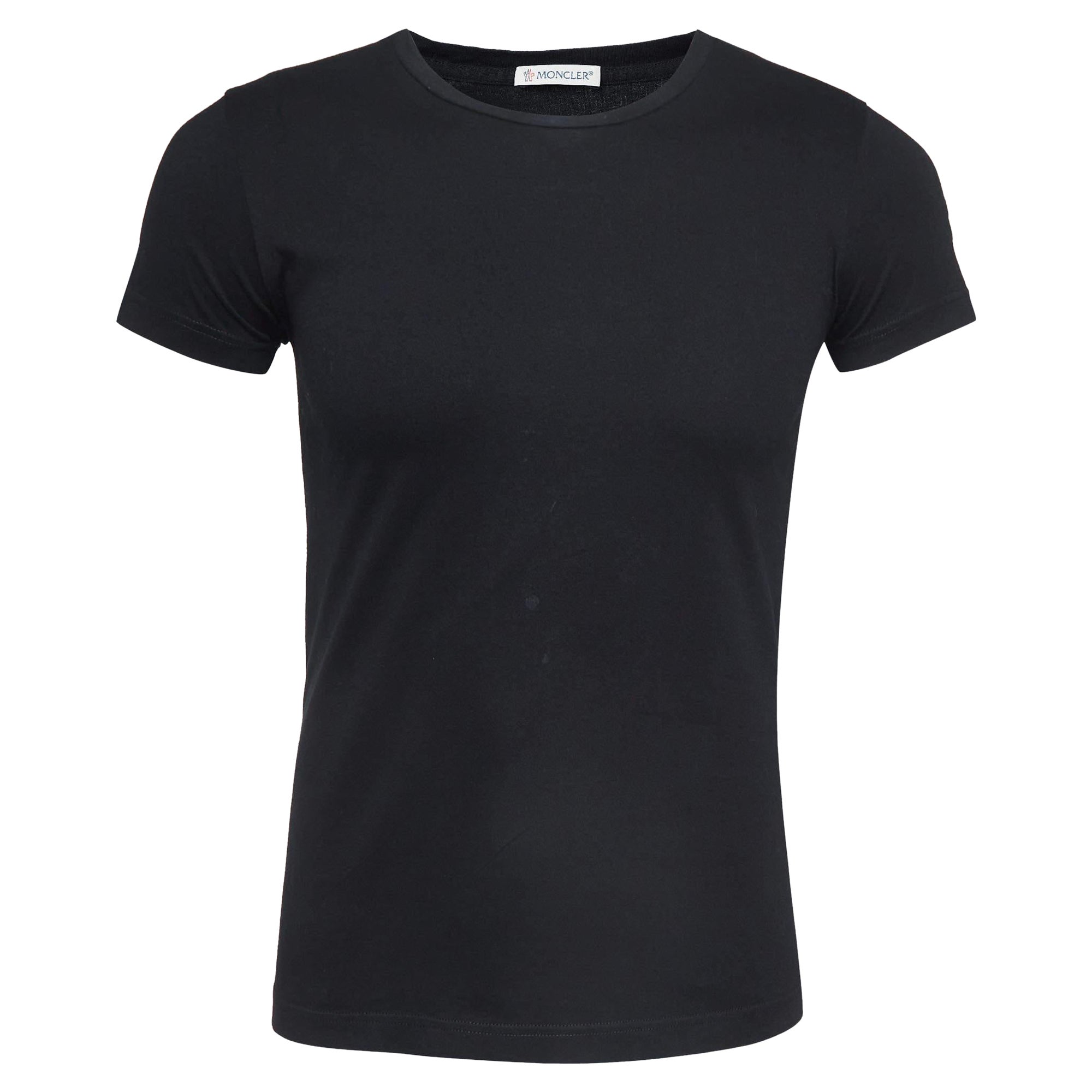 Moncler Black Cotton Short Sleeve T-Shirt M For Sale
