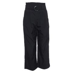 Ganni - Pantaloni in nylon nero con sacchetto in vita S