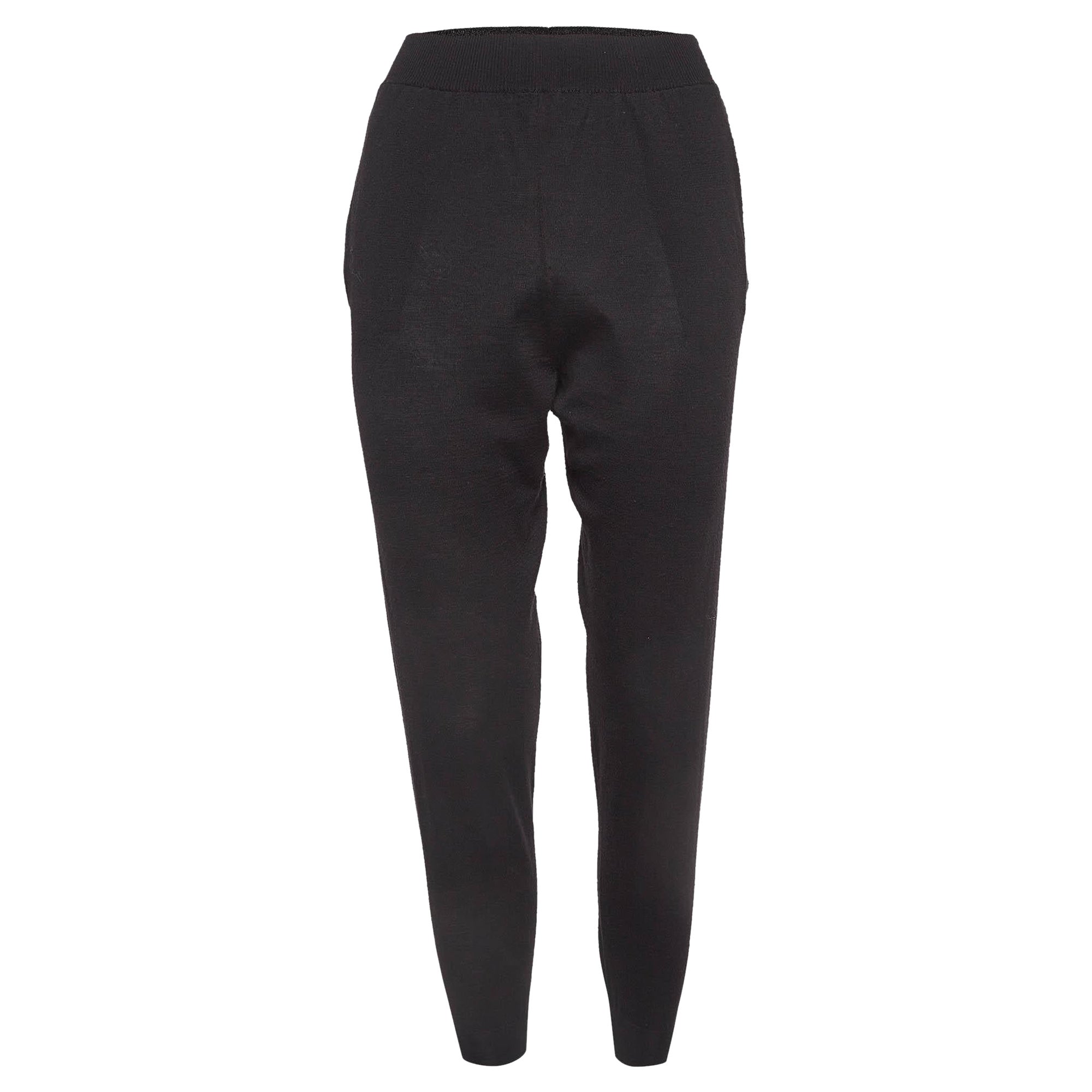 Stella McCartney Black Stretch Knit Joggers M For Sale