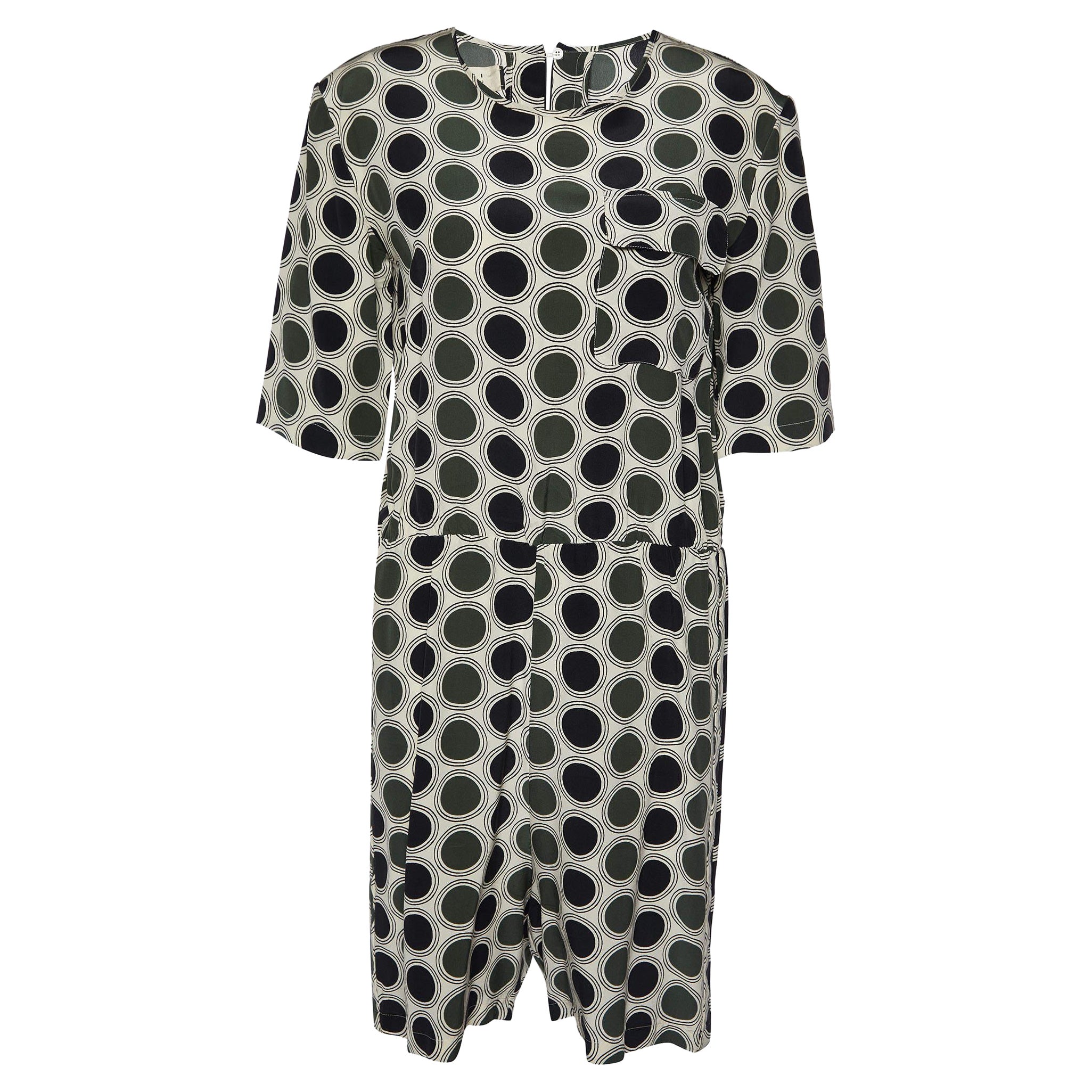 Marni Creme Dot Print Seide Playsuit S im Angebot
