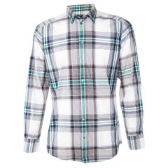 Dolce & Gabbana White Plaid Check Cotton Gold Fit Shirt L
