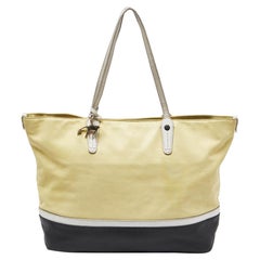 Tote shopper in pelle giallo/nera di Bally