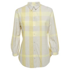 Burberry Brit Camisa de manga tres cuartos de algodón a cuadros amarillo M