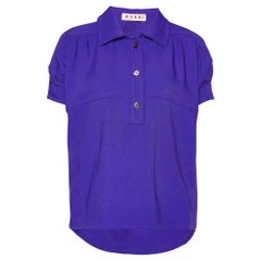 Marni Camicetta con maniche a sbuffo in crepe blu S
