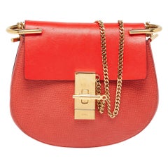 Chloe Orange Leather Small Drew Shoulder Bag