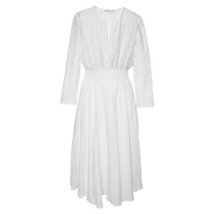 Maje White Lace & Crepe Flared Midi Dress S