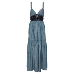 M Missoni Blue Sequin and Pebble Print Cotton Maxi Dress M