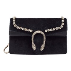 Gucci Black Velvet and Leather Super Mini Dionysus Chain Bag
