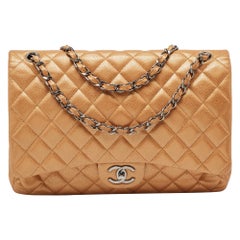 Bolso Chanel Naranja Acolchado Caviar Piel Maxi Classic Doble Solapa