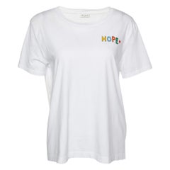 Sandro White Cotton Hope Embroidered Crew Neck T-Shirt S