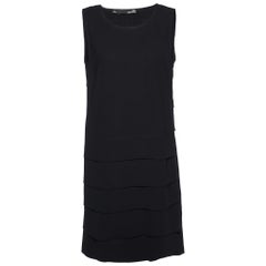 Love Moschino Black Crepe Pleated Sleeveless Dress M